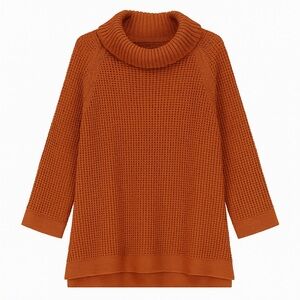 H by Halston Women's Xl Cowl Neck Tunic Long Sleeve Sweater Burnt Orange